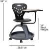 Flash Furniture Laikyn Dark Gray Mobile Desk Chair with 360 Degree Tablet Rotation and Under Seat Storage Cubby(Black)