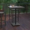 Flash Furniture Lark Commercial Grade Bar Height Patio Table, Indoor/Outdoor Bistro Table with Poly Resin Slats, 30″ Square, Faux Teak(Gray Wash)