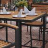Flash Furniture Lark Commercial Grade Bar Height Patio Table, Indoor/Outdoor Bistro Table with Poly Resin Slats, 30″ Square, Faux Teak(Teak)