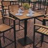 Flash Furniture Lark Commercial Grade Bar Height Patio Table, Indoor/Outdoor Bistro Table with Poly Resin Slats, 30″ Square, Faux Teak(Teak)