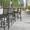 Flash Furniture Lark Commercial Grade Bar Height Stool, All-Weather Outdoor Bar Stool with Faux Wood Poly Resin Slats and Aluminum Frame, Gray Wash(Gray Wash)