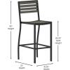 Flash Furniture Lark Commercial Grade Bar Height Stool, All-Weather Outdoor Bar Stool with Faux Wood Poly Resin Slats and Aluminum Frame, Gray Wash(Gray Wash)