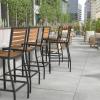 Flash Furniture Lark Commercial Grade Bar Height Stool, All-Weather Outdoor Bar Stool with Faux Wood Poly Resin Slats and Aluminum Frame, Gray Wash(Teak)