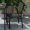 Flash Furniture Lark Outdoor Stackable Side Chair with Faux Teak Poly Slats, Set of 2(Gray Wash Teak)