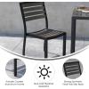 Flash Furniture Lark Outdoor Stackable Side Chair with Faux Teak Poly Slats, Set of 2(Gray Wash Teak)