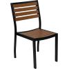 Flash Furniture Lark Outdoor Stackable Side Chair with Faux Teak Poly Slats, Set of 2(Teak)