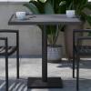 Flash Furniture Lark Outdoor Steel Dining Table – Faux Teak Poly Slatted Top – Commercial Grade Dining Table with Black Frame – 35″ Square – Umbrella Holder Hole(Gray Wash Teak)