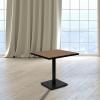 Flash Furniture Lark Outdoor Steel Dining Table – Faux Teak Poly Slatted Top – Commercial Grade Dining Table with Black Frame – 35″ Square – Umbrella Holder Hole(Teak)