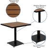 Flash Furniture Lark Outdoor Steel Dining Table – Faux Teak Poly Slatted Top – Commercial Grade Dining Table with Black Frame – 35″ Square – Umbrella Holder Hole(Teak)