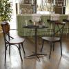 Flash Furniture Lars 36” Round Wood Cocktail Table with 30” and 42” Columns, Wood Bar Height Table for Commercial or Residential Use, Natural(Black)