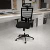 Flash Furniture Layla Ergonomic Mesh Office Chair with Synchro-Tilt, Pivot Adjustable Headrest, Lumbar Support, Coat Hanger and Adjustable Arms in Black