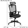 Flash Furniture Layla Ergonomic Mesh Office Chair with Synchro-Tilt, Pivot Adjustable Headrest, Lumbar Support, Coat Hanger and Adjustable Arms in Black