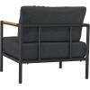 Flash Furniture Lea Indoor/Outdoor Patio Chair with Cushions – Modern Aluminum Framed Chair with Teak Accented Arms, Black with Charcoal Cushions(Charcoal)