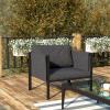 Flash Furniture Lea Indoor/Outdoor Patio Chair with Cushions – Modern Steel Framed Chair with Storage Pockets, Black with Beige Cushions(Charcoal)