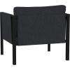 Flash Furniture Lea Indoor/Outdoor Patio Chair with Cushions – Modern Steel Framed Chair with Storage Pockets, Black with Beige Cushions(Charcoal)