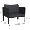 Flash Furniture Lea Indoor/Outdoor Patio Chair with Cushions – Modern Steel Framed Chair with Storage Pockets, Black with Beige Cushions(Charcoal)