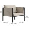 Flash Furniture Lea Indoor/Outdoor Patio Chair with Cushions – Modern Steel Framed Chair with Storage Pockets, Black with Beige Cushions(Light Gray)