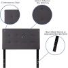 Flash Furniture Lennox Tufted Upholstered Full Size Headboard in Black Vinyl(Gray)