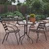 Flash Furniture Lila 23.5” Square Glass Metal Table with 2 Black Metal Aluminum Slat Stack Chairs(Bronze)