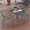 Flash Furniture Lila 23.5” Square Glass Metal Table with 2 Black Metal Aluminum Slat Stack Chairs(Silver)