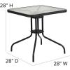 Flash Furniture Lila 3-Piece 28″ Square Indoor/Outdoor Patio Table and Chairs Set, Glass Metal Bistro Table and 2 Stacking Rattan Chairs, Brown(Clear/Black)