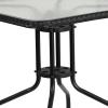 Flash Furniture Lila 3-Piece 28″ Square Indoor/Outdoor Patio Table and Chairs Set, Glass Metal Bistro Table and 2 Stacking Rattan Chairs, Brown(Clear/Black)