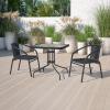 Flash Furniture Lila 3-Piece 28″ Square Indoor/Outdoor Patio Table and Chairs Set, Glass Metal Bistro Table and 2 Stacking Rattan Chairs, Brown(Clear/Black)