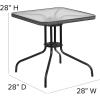 Flash Furniture Lila 3-Piece 28″ Square Indoor/Outdoor Patio Table and Chairs Set, Glass Metal Bistro Table and 2 Stacking Rattan Chairs, Brown(Clear/Gray)