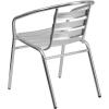 Flash Furniture Lila 4 Pack Commercial Aluminum Indoor-Outdoor Restaurant Stack Chair with Triple Slat Back and Arms(Set of 1)