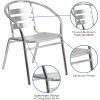 Flash Furniture Lila 4 Pack Commercial Aluminum Indoor-Outdoor Restaurant Stack Chair with Triple Slat Back and Arms(Set of 1)
