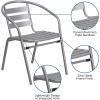 Flash Furniture Lila 4 Pack Silver Metal Restaurant Stack Chair with Aluminum Slats(Silver)