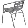 Flash Furniture Lila 4 Pack Silver Metal Restaurant Stack Chair with Aluminum Slats(Silver)