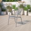 Flash Furniture Lila 4 Pack Silver Metal Restaurant Stack Chair with Aluminum Slats(Silver)