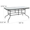 Flash Furniture Lila 7-Piece Glass Patio Table and Chairs Set, Outdoor Patio Dining Set with Rectangular Table and 6 Slat Back Patio Chairs, Black(5 Piece Set)