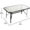 Flash Furniture Lila Commercial 7-Piece Outdoor Dining Set, Tempered Glass Patio Table with Umbrella Hole, 6 Triple Slat Chairs, 60″, Black