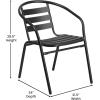 Flash Furniture Lila Commercial 7-Piece Outdoor Dining Set, Tempered Glass Patio Table with Umbrella Hole, 6 Triple Slat Chairs, 60″, Black