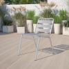 Flash Furniture Lila Commercial Black Indoor-Outdoor Restaurant Stack Chair with Triple Slat Back(Aluminum)