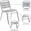 Flash Furniture Lila Commercial Black Indoor-Outdoor Restaurant Stack Chair with Triple Slat Back(Aluminum)