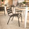 Flash Furniture Lila Commercial Black Indoor-Outdoor Restaurant Stack Chair with Triple Slat Back(Black)