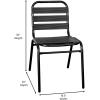 Flash Furniture Lila Commercial Black Indoor-Outdoor Restaurant Stack Chair with Triple Slat Back(Black)