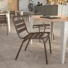 Flash Furniture Lila Commercial Black Indoor-Outdoor Restaurant Stack Chair with Triple Slat Back(Bronze)