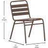 Flash Furniture Lila Commercial Black Indoor-Outdoor Restaurant Stack Chair with Triple Slat Back(Bronze)