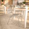 Flash Furniture Lila Commercial Black Indoor-Outdoor Restaurant Stack Chair with Triple Slat Back(Silver)