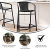 Flash Furniture Lila Commercial Grade Rattan Indoor-Outdoor Commercial Restaurant Barstool – Rattan Seat and Back – Footrest – Medium Brown – 4 Pack(Black)