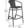 Flash Furniture Lila Commercial Grade Rattan Indoor-Outdoor Commercial Restaurant Barstool – Rattan Seat and Back – Footrest – Medium Brown – 4 Pack(Black)