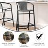 Flash Furniture Lila Commercial Grade Rattan Indoor-Outdoor Commercial Restaurant Barstool – Rattan Seat and Back – Footrest – Medium Brown – 4 Pack(Grey)