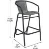 Flash Furniture Lila Commercial Grade Rattan Indoor-Outdoor Commercial Restaurant Barstool – Rattan Seat and Back – Footrest – Medium Brown – 4 Pack(Grey)