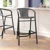 Flash Furniture Lila Commercial Grade Rattan Indoor-Outdoor Commercial Restaurant Barstool – Rattan Seat and Back – Footrest – Medium Brown – 4 Pack(Grey)