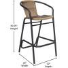 Flash Furniture Lila Commercial Grade Rattan Indoor-Outdoor Commercial Restaurant Barstool – Rattan Seat and Back – Footrest – Medium Brown – 4 Pack(Medium Brown)