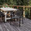 Flash Furniture Lila Commercial Restaurant Stack Chair with Triple Slat Back and Arms, Indoor-Outdoor Dining Chair, Silver(Black)